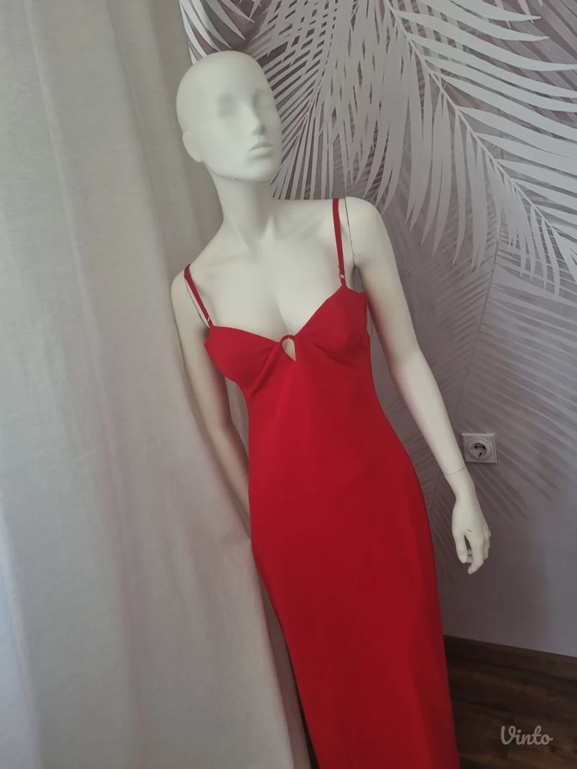 ZARA crvena midi haljina – L veličina
