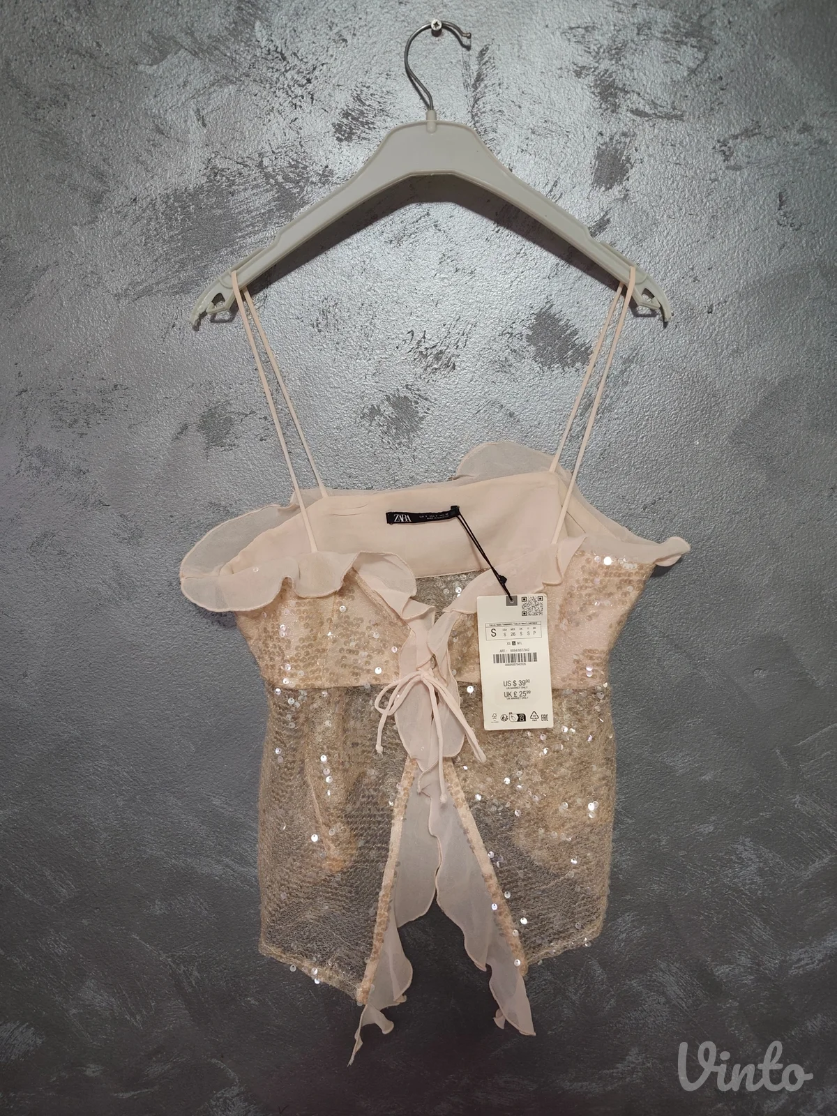ZARA korset top sa šljokicama i karnerima (S) - NOVO