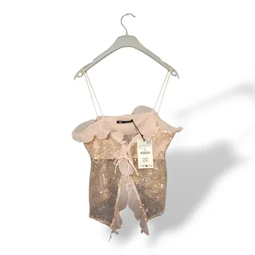 ZARA korset top sa šljokicama i karnerima (S) - NOVO