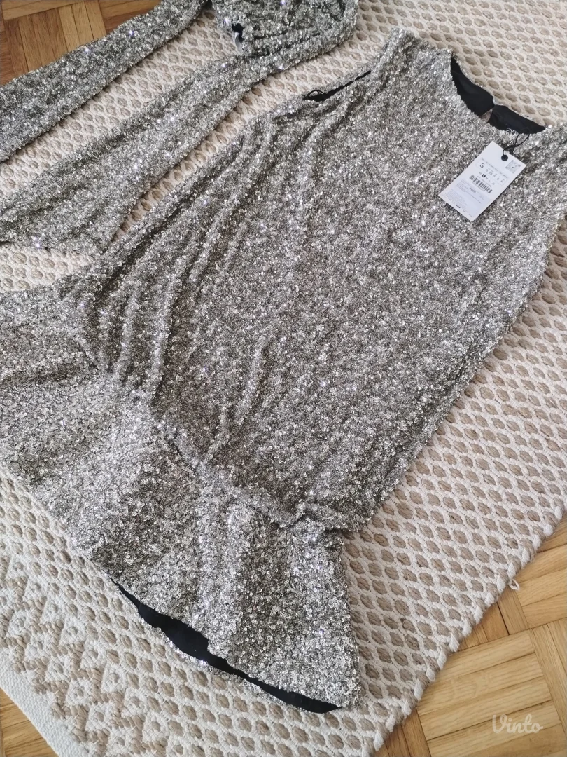 Zara nova šljokičava haljina S/M