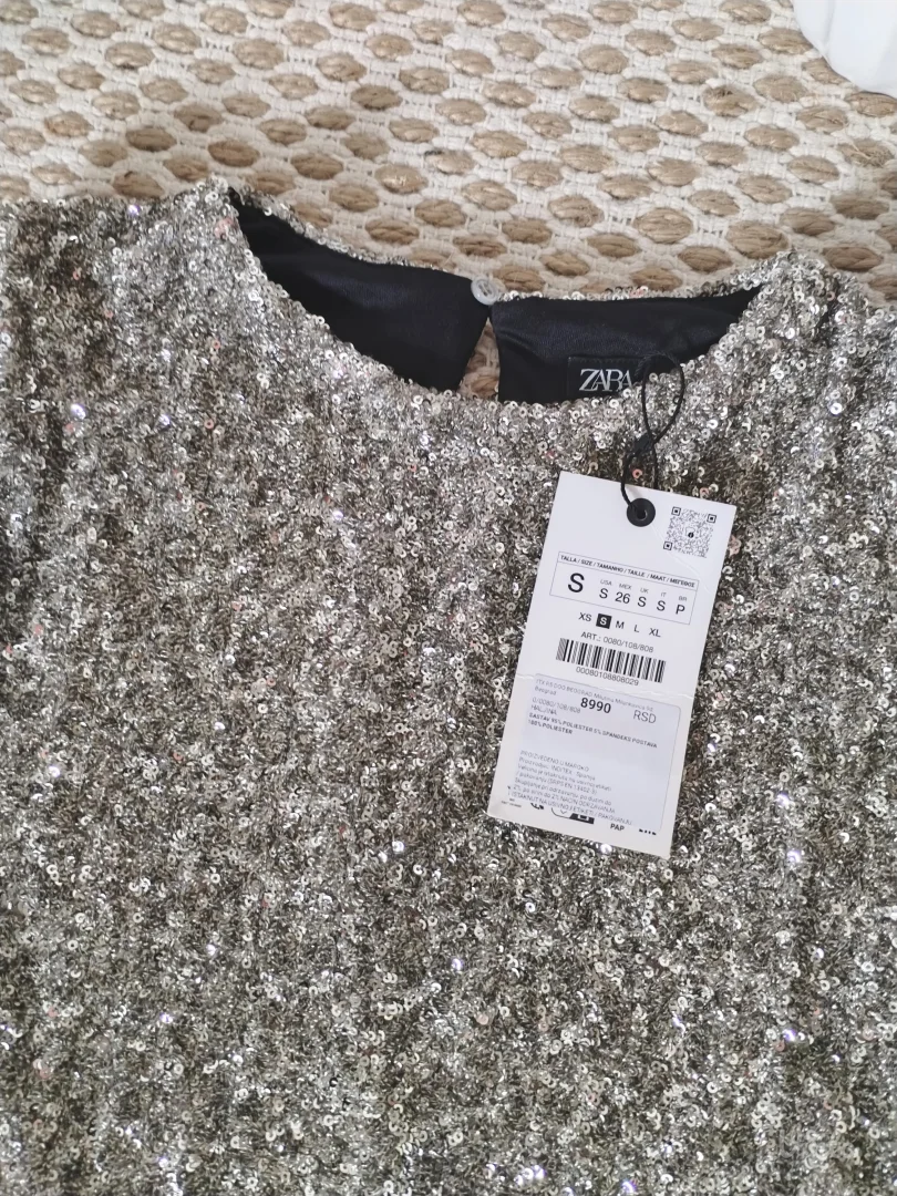 Zara nova šljokičava haljina S/M
