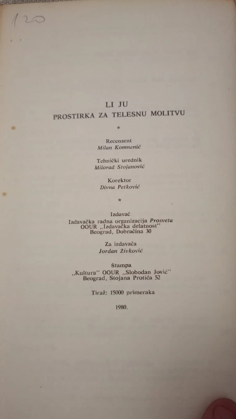 Li Ju- Prostirka za telesnu molitvu