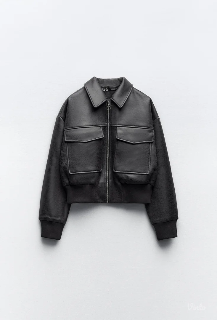 Zara Novo smedja bomber vestacka koza vel L