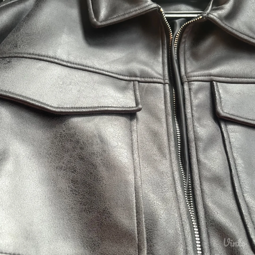 Zara Novo smedja bomber vestacka koza vel L