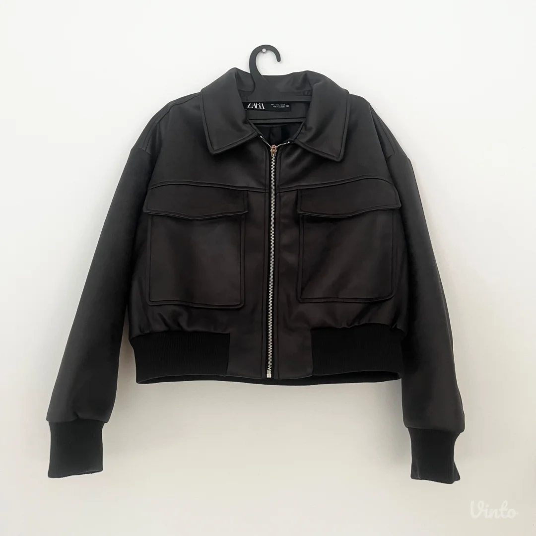 Zara Novo smedja bomber vestacka koza vel L