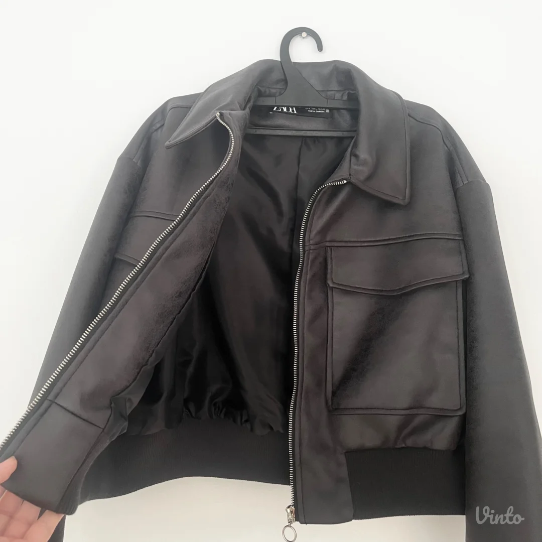 Zara Novo smedja bomber vestacka koza vel L