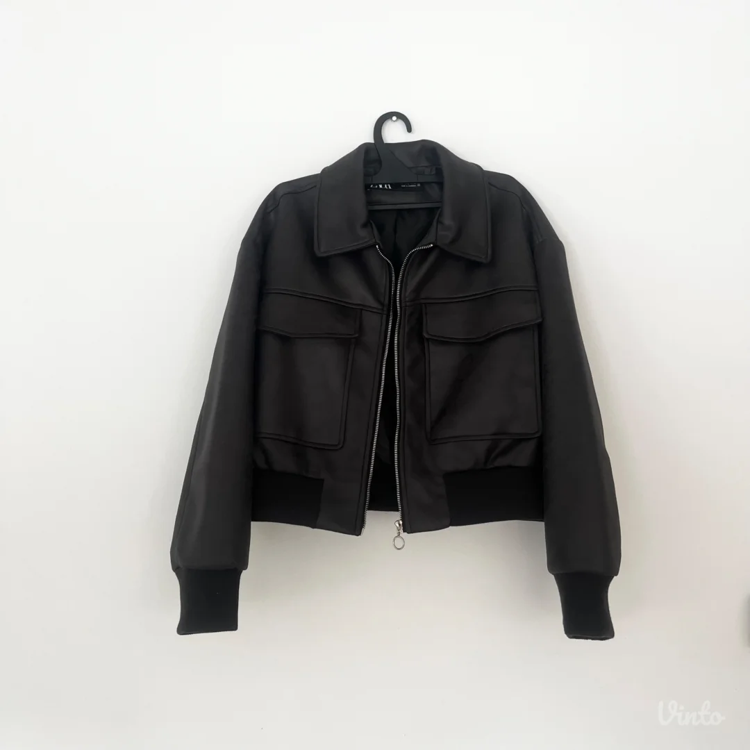 Zara Novo smedja bomber vestacka koza vel L