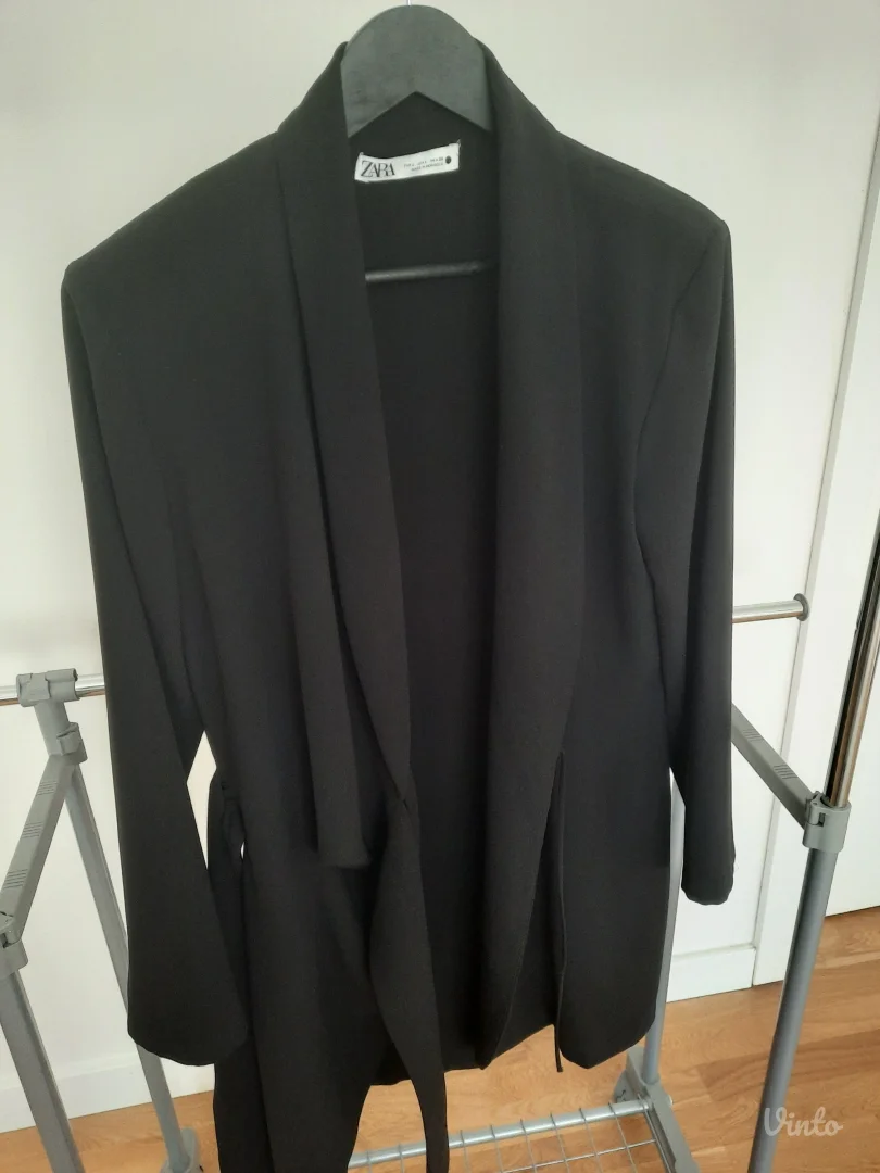 ZARA crni ženski duži sako