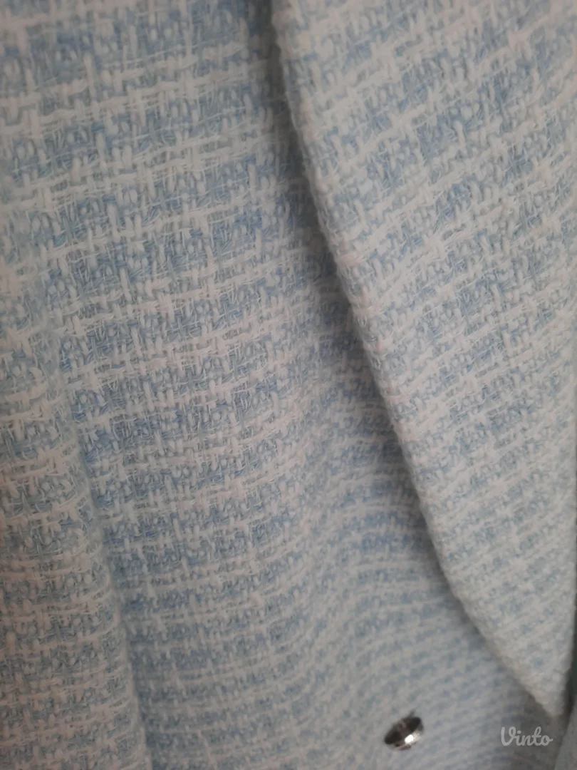 ZARA ženski sako tirkizno bele boje