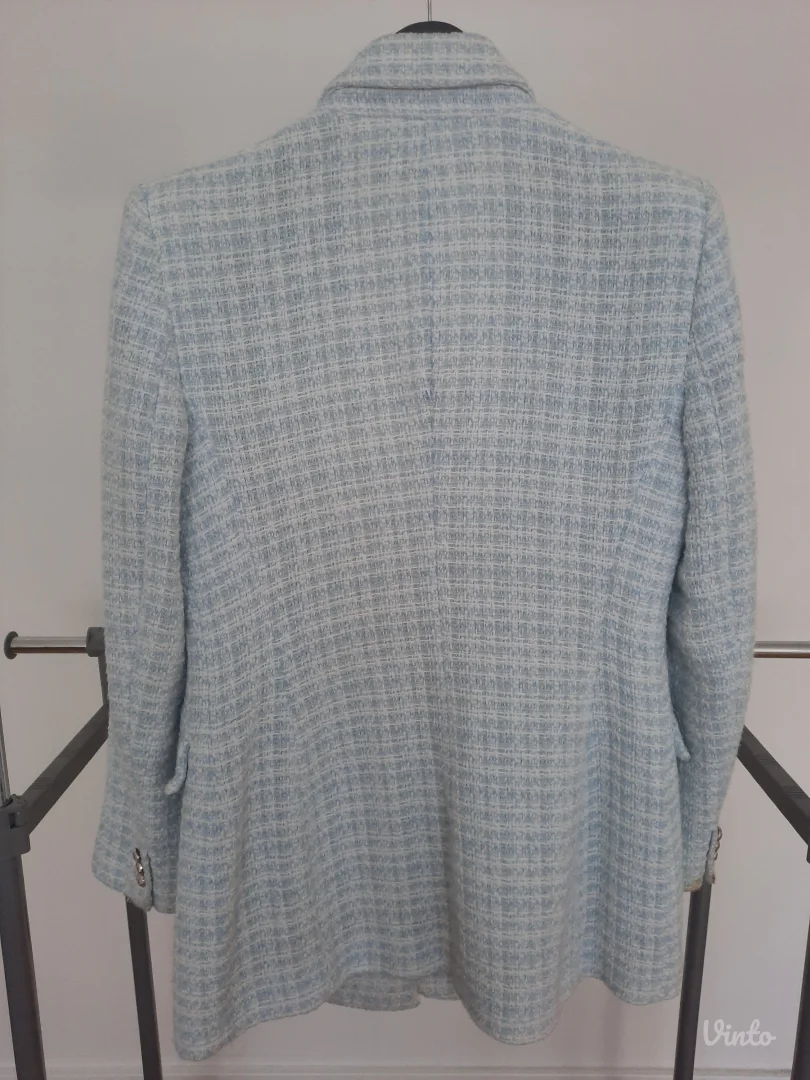 ZARA ženski sako tirkizno bele boje