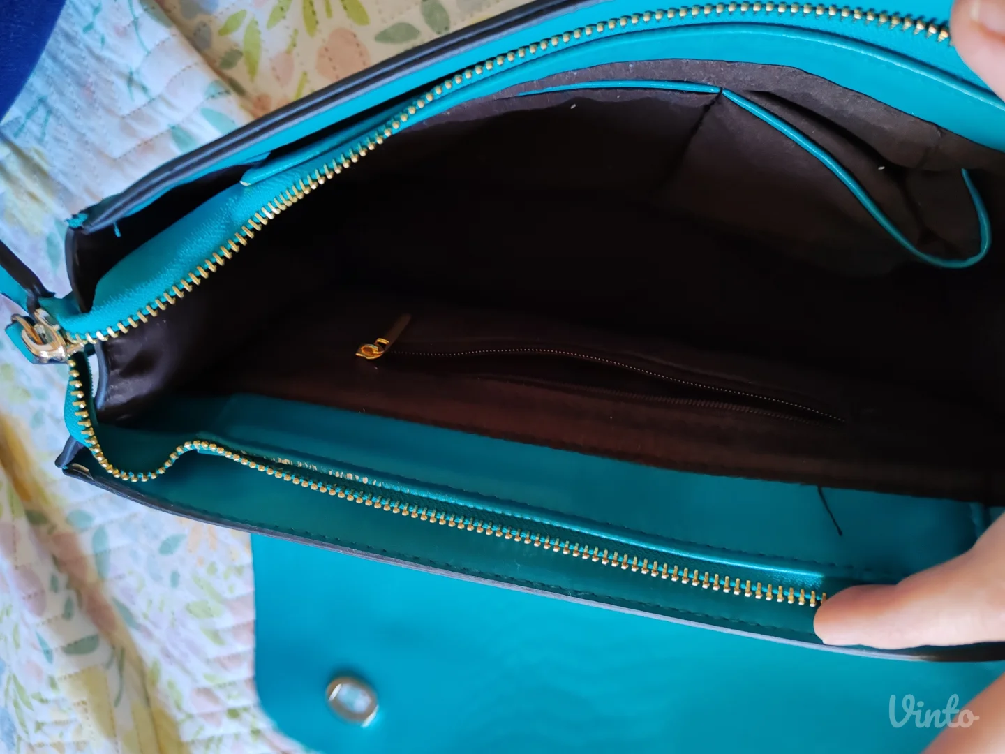 Tirkizna ženska torba sa dugim kaišem