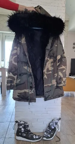Maskirna jakna sa krznom + futrovane cizme