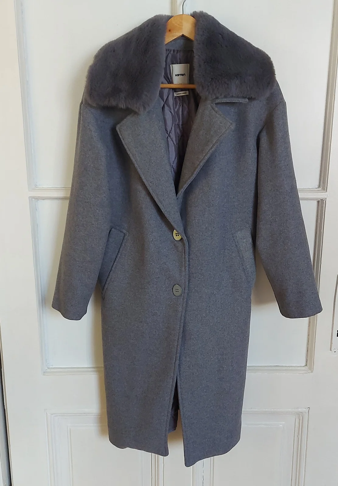 COTON Oversize kaput sa krznenom kragnom / XS