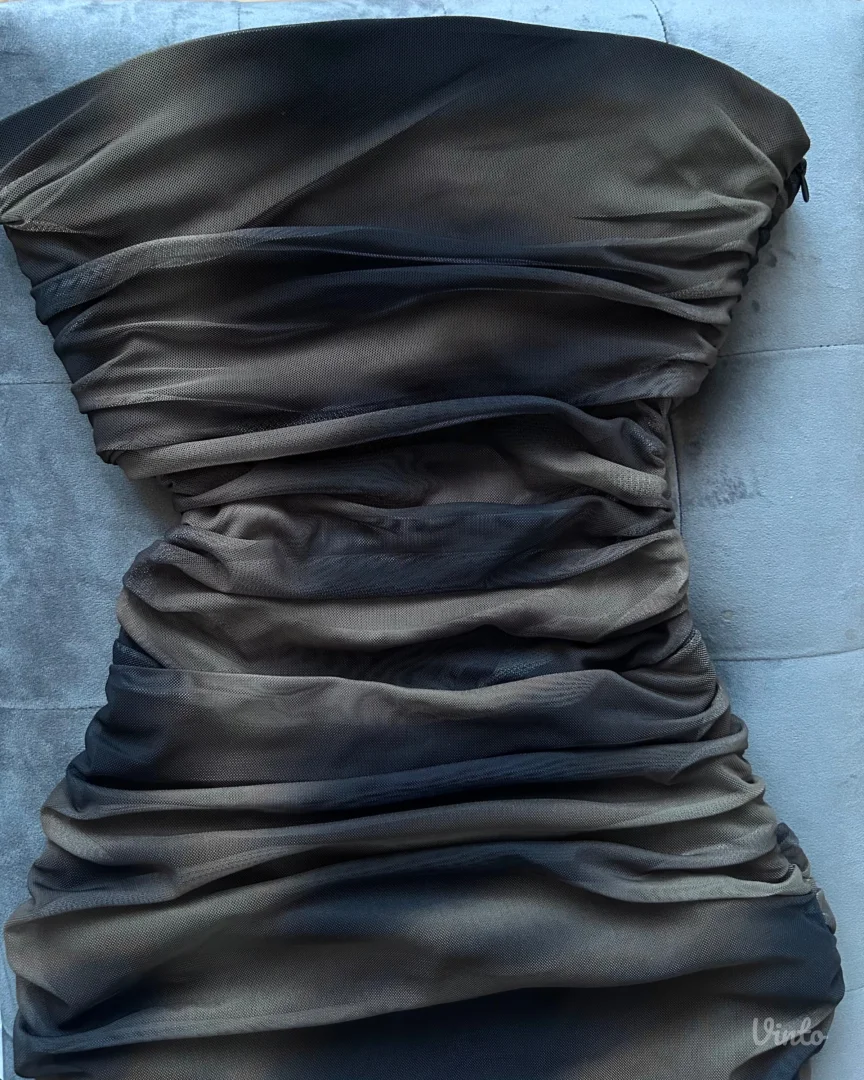 Zara midi zleno-crna haljina