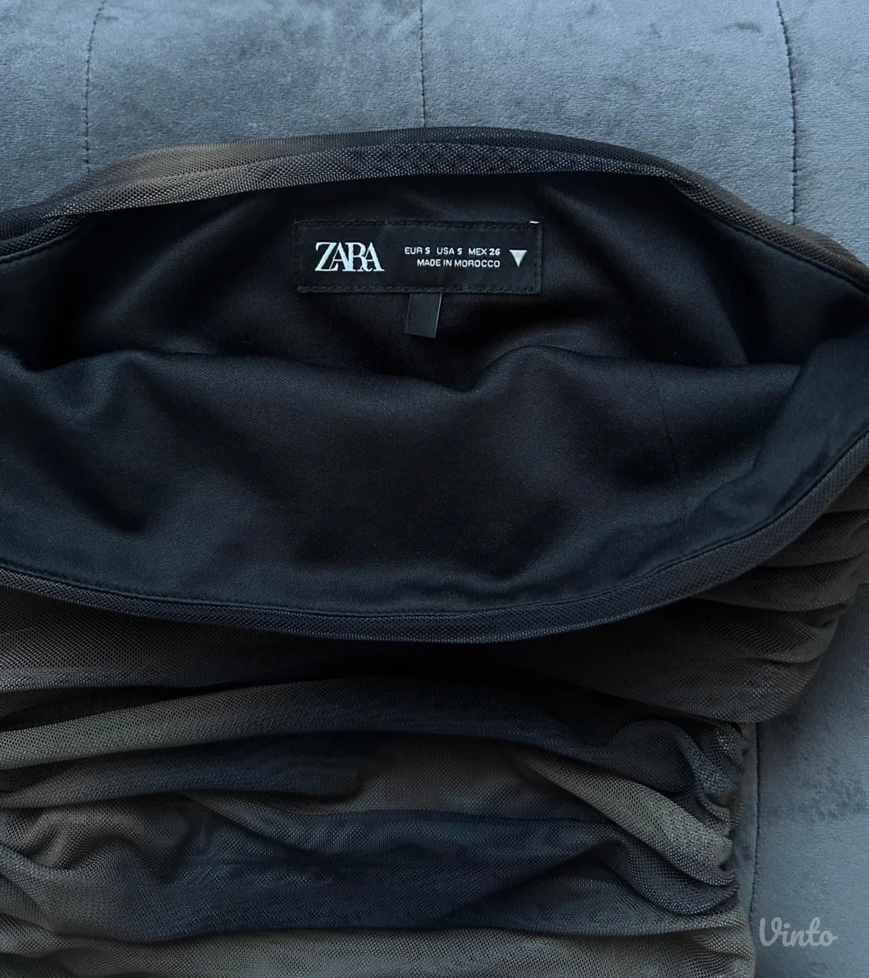 Zara midi zleno-crna haljina