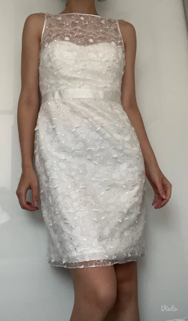 Bela čipkana haljina NOVO