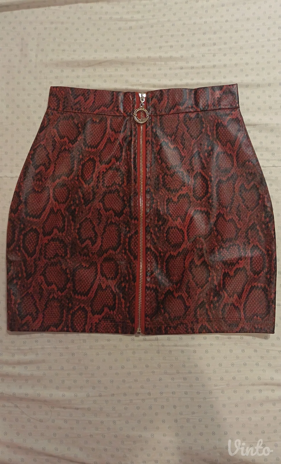 Gothic mini crvena zmijski print suknja