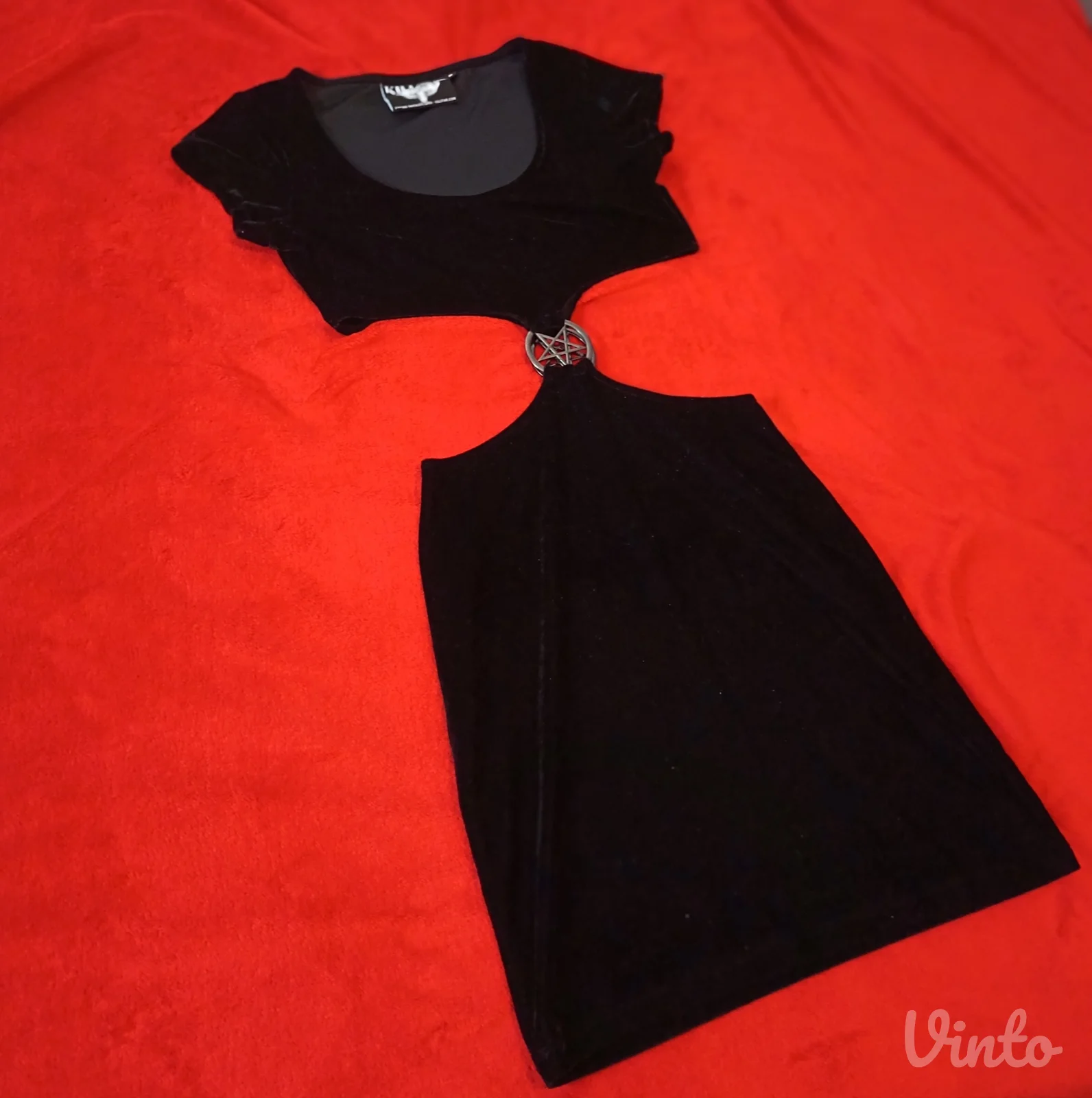 Killstar plisana gothic uska mini haljina