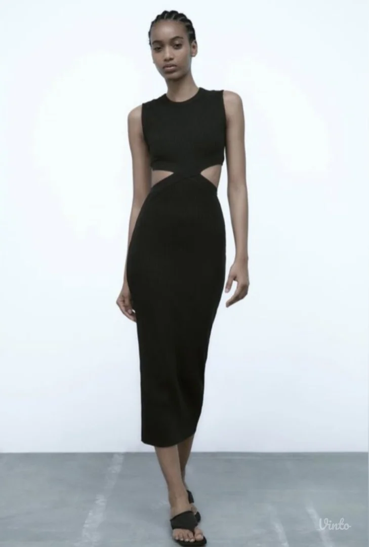 Zara crna rebrasta haljina