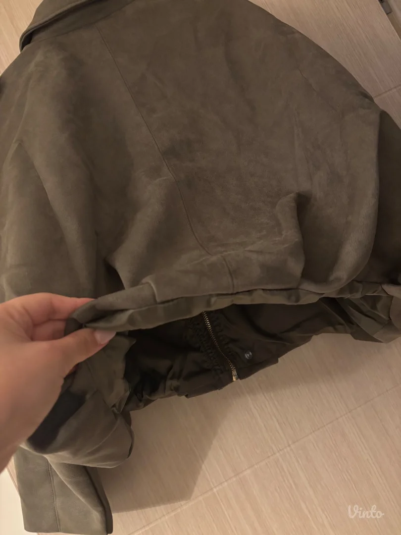 NOVO Shein suede jakna, ZARA dupe, maslinasta