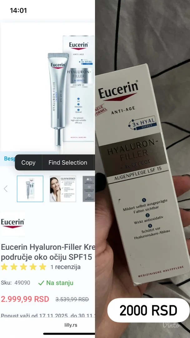 Eucerin Hyaluron Filler antiage +3 effect