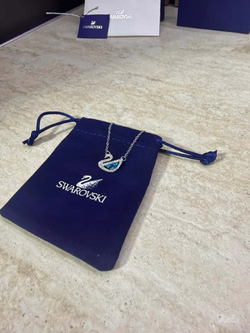 Swarovski lančić – labud, blue – komplet