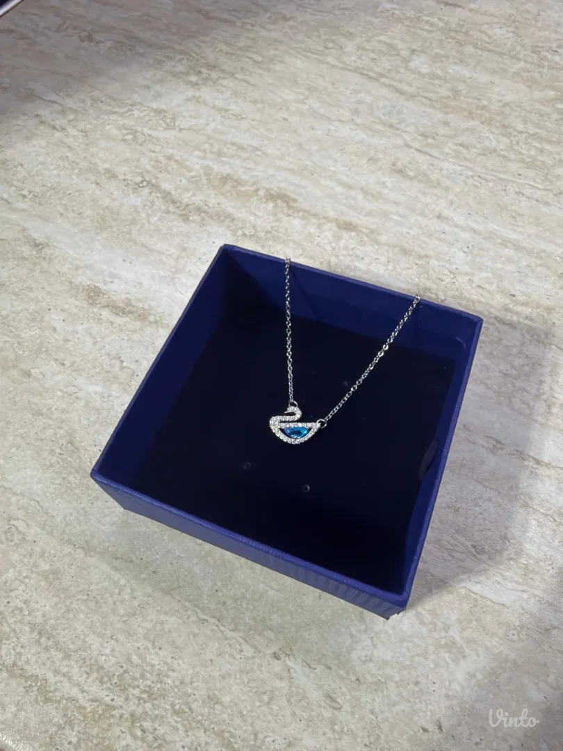 Swarovski lančić – labud, blue – komplet