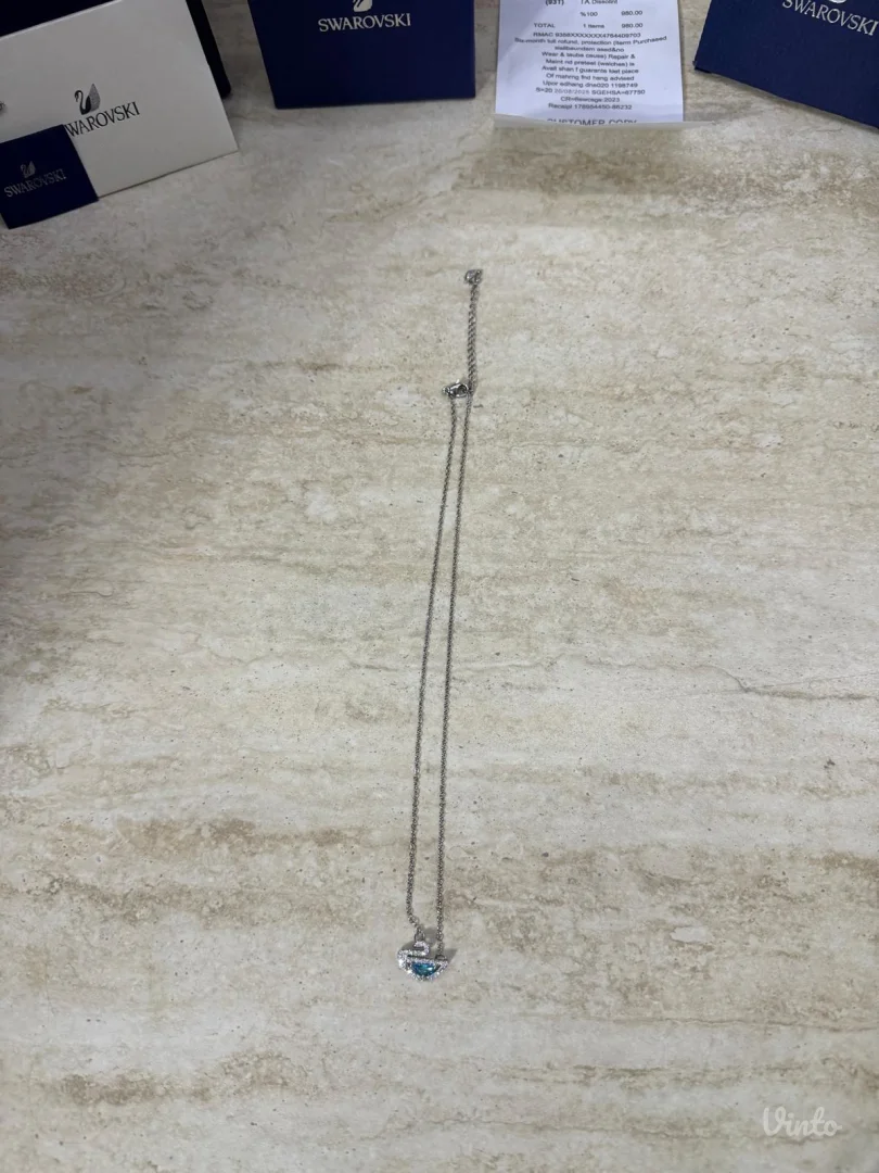 Swarovski lančić – labud, blue – komplet