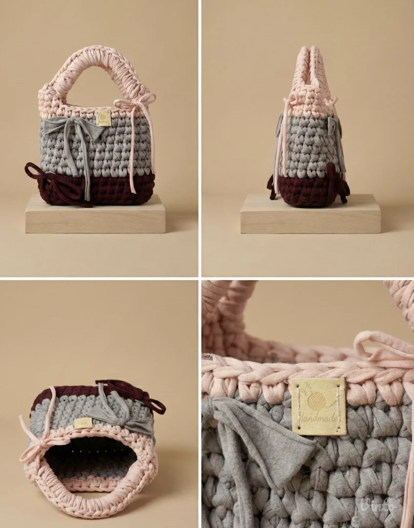 Heklana torbica 🩷🩶❤️