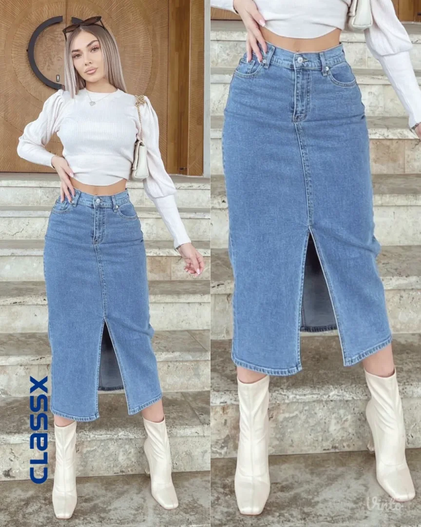 Novo! Midi Teksas Suknja