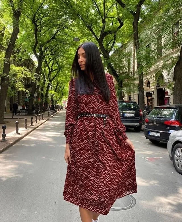 Pieces midi haljina sa printom XS/S