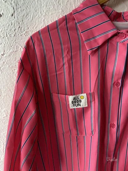 Roze kosulja na pruge S/M NOVO