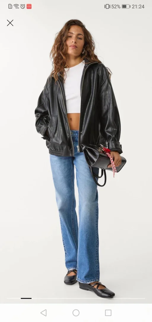 Stradivarius crna jakna od eko koze XS/S