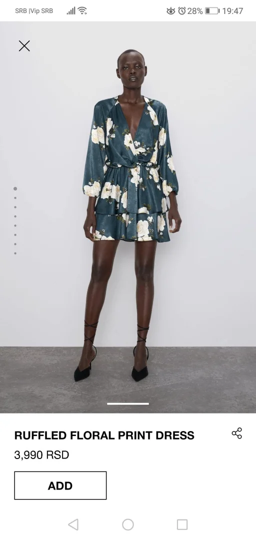 Zara zelena haljina sa printom S/M