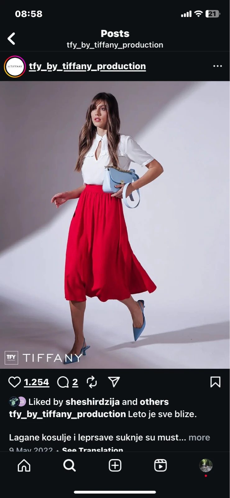 Tiffany crvena midi suknja XS/S