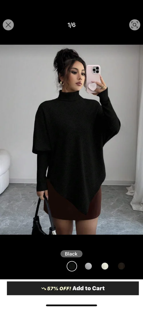 Asimetricni crni dzemper/rolka S/M NOVO