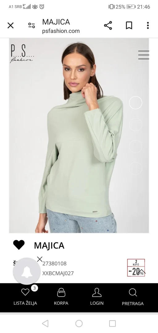 P.S. Fashion zelena majica XS/S