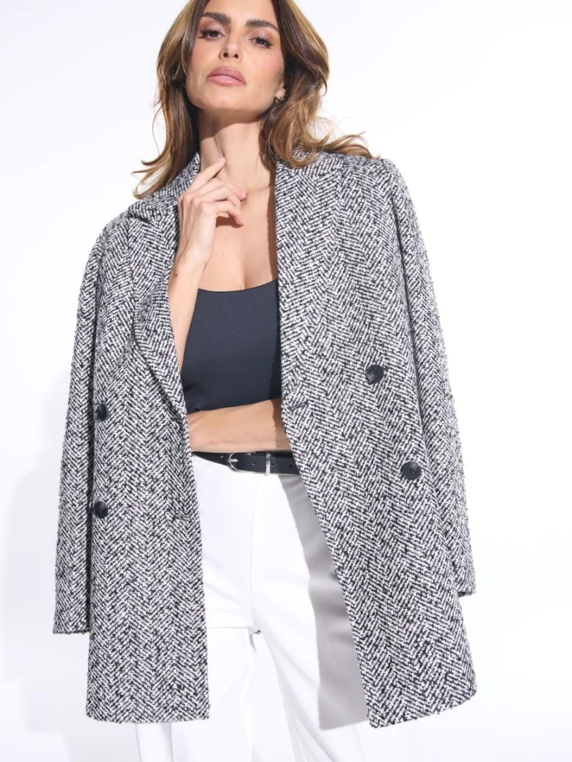 Sinsay crno beli kaput XS/S