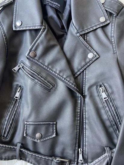 Stradivarius siva bajker jakna XS/S