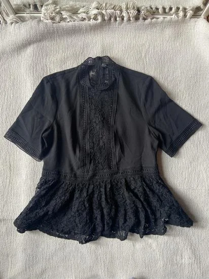 Zara crna bluza sa cipkom XS/S