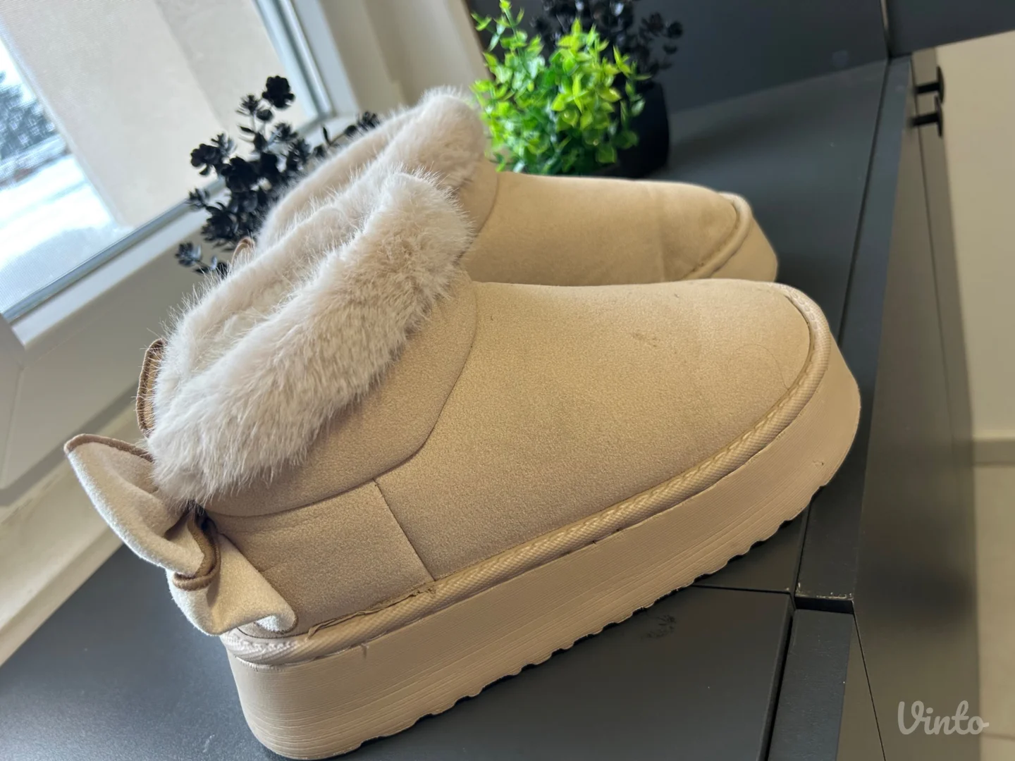 ženske zimske čizme – bež, sa krznom