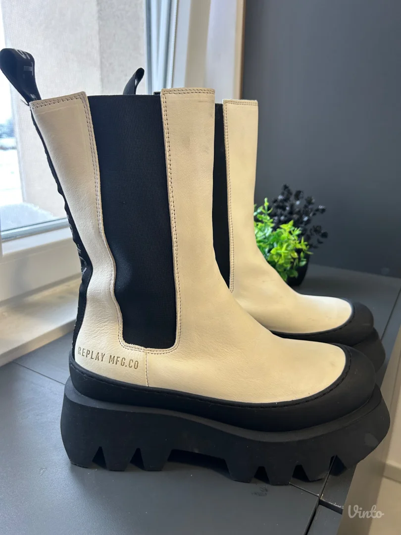 Polovne ženske čizme – Replay, bež/crne