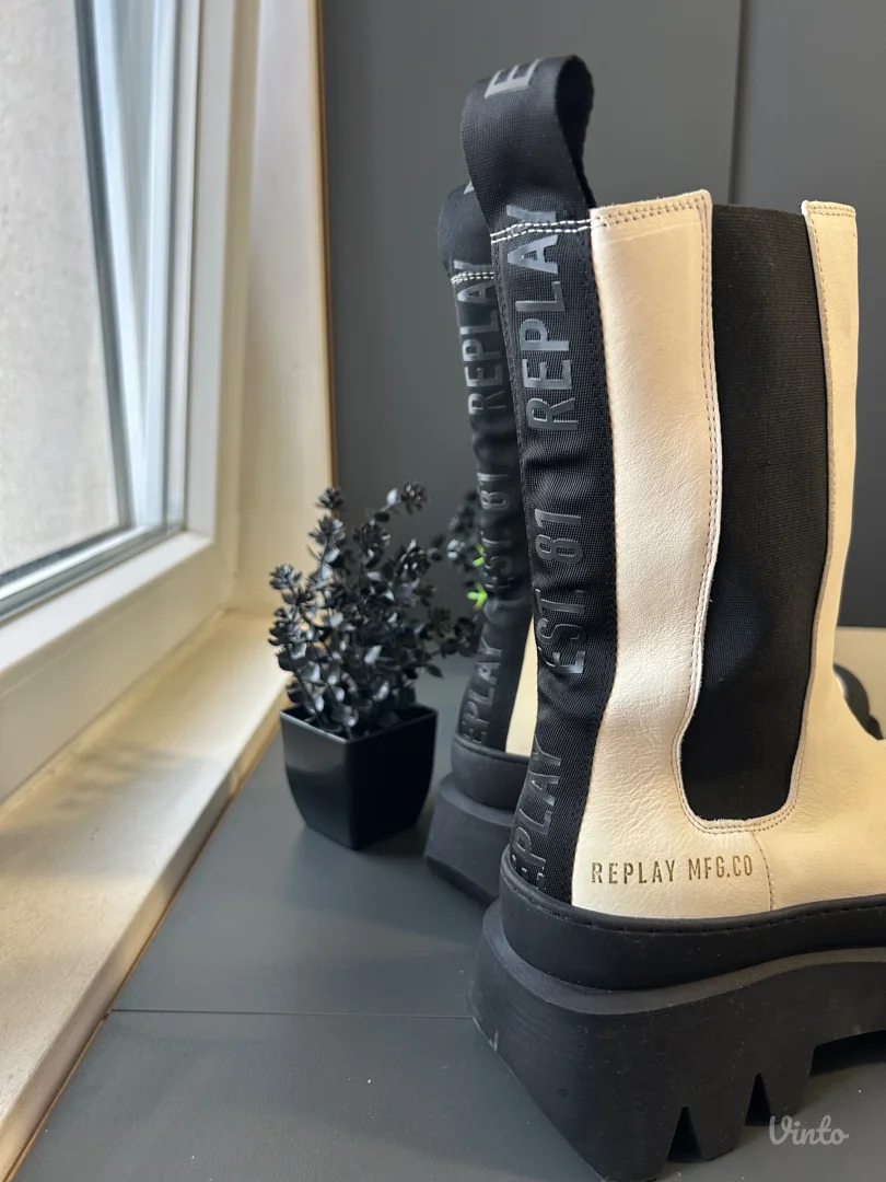 Polovne ženske čizme – Replay, bež/crne