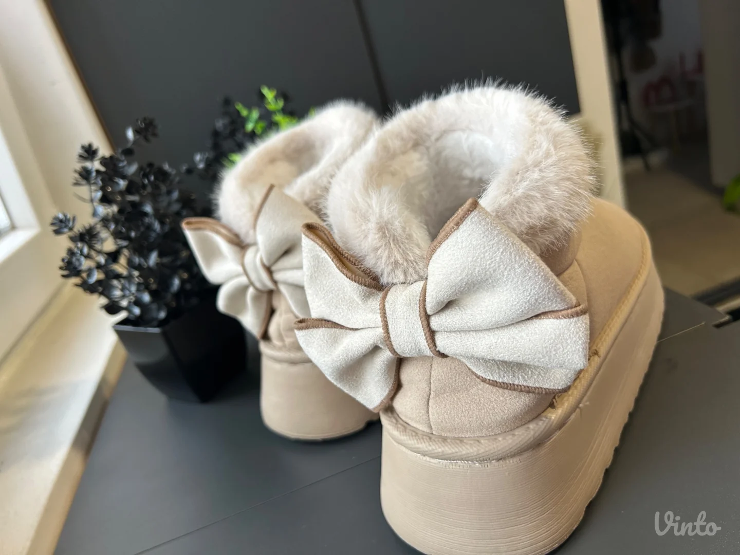 ženske zimske čizme – bež, sa krznom