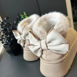 ženske zimske čizme – bež, sa krznom