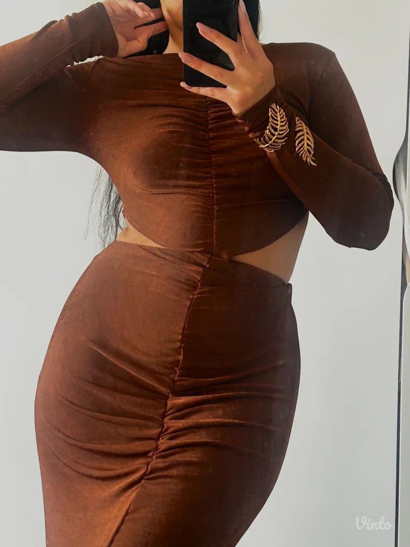 EYYO Atelier braon haljina