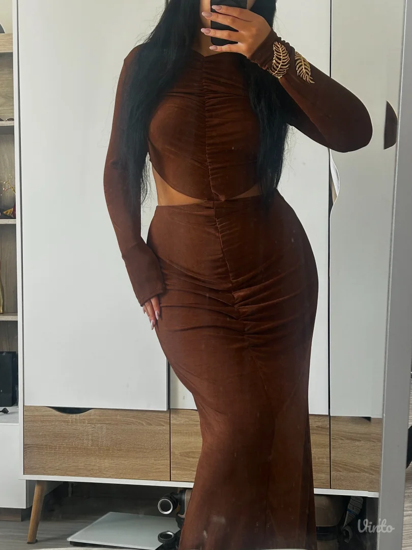 EYYO Atelier braon haljina