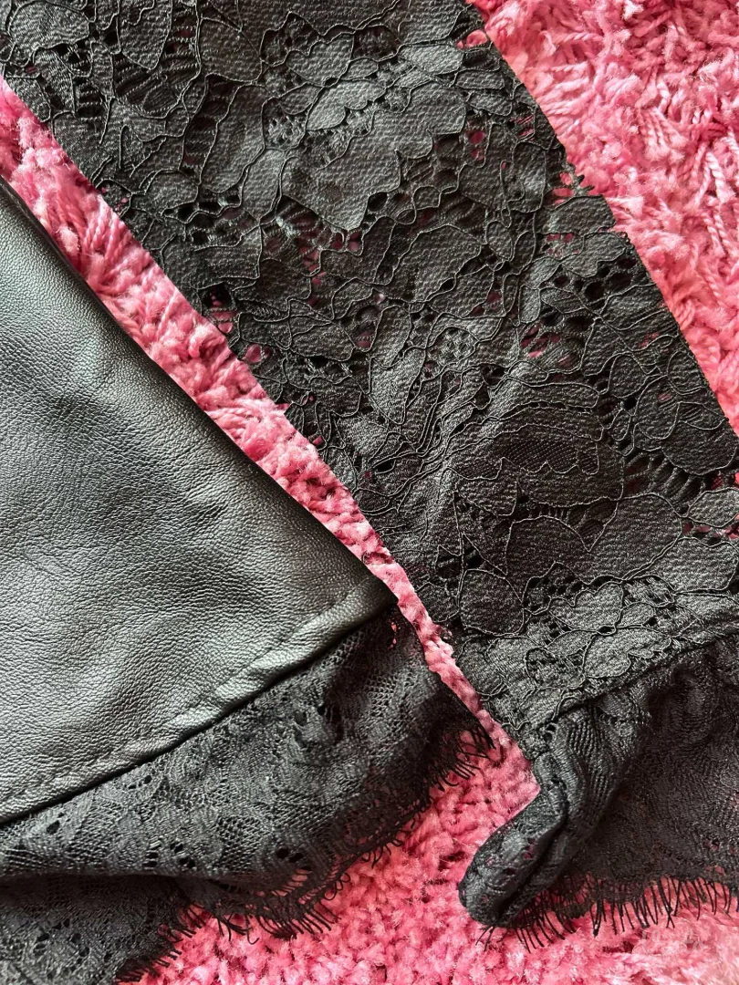 Bluza čipka i koža -AKCIJA+BESPLATNA POŠTARINA