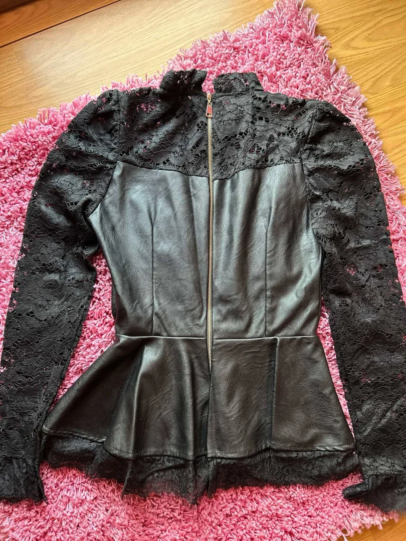 Bluza čipka i koža -AKCIJA+BESPLATNA POŠTARINA