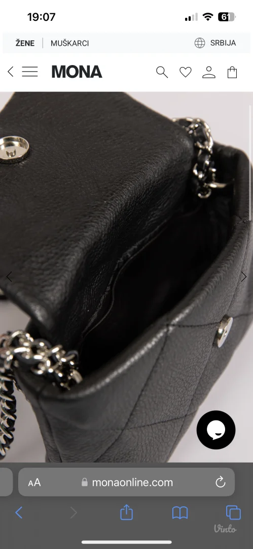 MONA kozna crna torbica